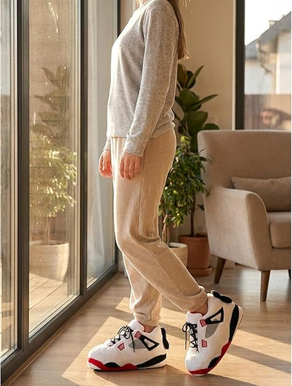 White Sneaker Slippers for Women Men - Funny Novelty Cozy Indoor House Shoes - animal slippers cozy indoor slippers non-slip cute slippers for women