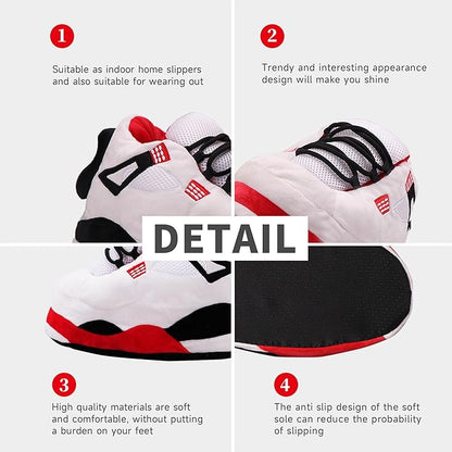 White Sneaker Slippers for Women Men - Funny Novelty Cozy Indoor House Shoes - animal slippers cozy indoor slippers non-slip cute slippers for women