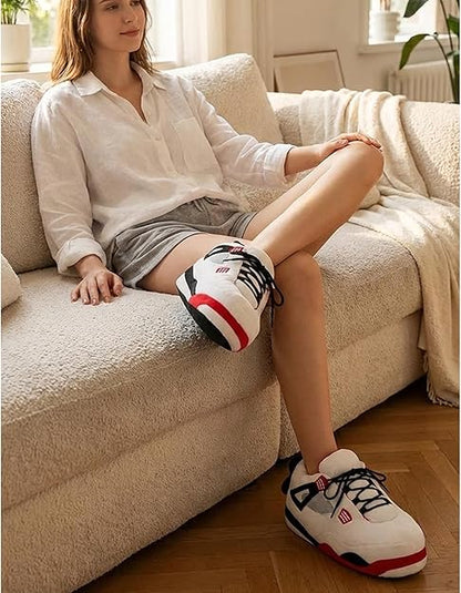White Sneaker Slippers for Women Men - Funny Novelty Cozy Indoor House Shoes - animal slippers cozy indoor slippers non-slip cute slippers for women