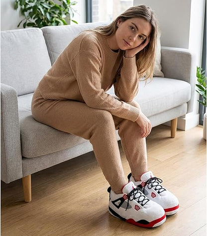 White Sneaker Slippers for Women Men - Funny Novelty Cozy Indoor House Shoes - animal slippers cozy indoor slippers non-slip cute slippers for women