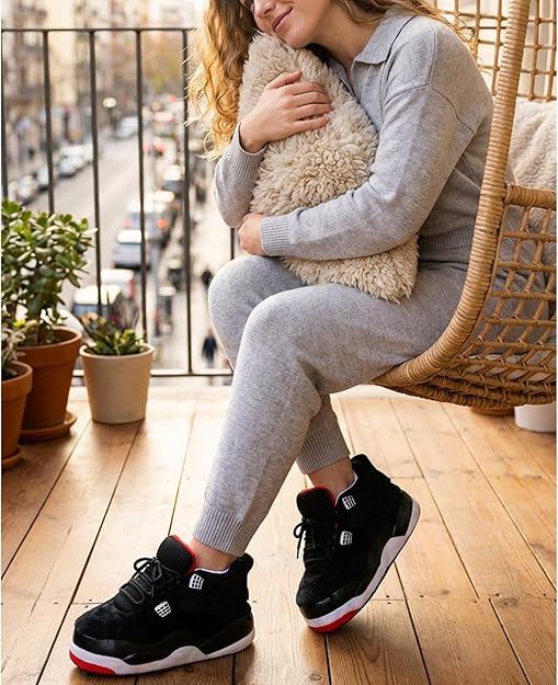 Black Sneaker Slippers for Women Men - Funny Novelty Cozy Indoor Shoes - cozy slippers funny slippers indoor shoes