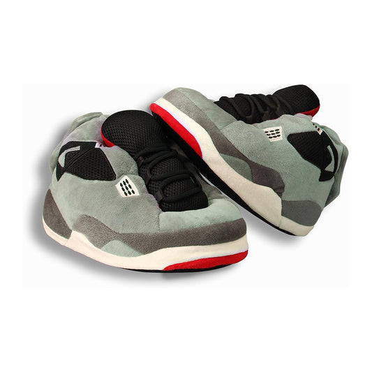 Grey Sneaker Slippers for Women Men - Cozy Non-Slip Funny Indoor House Shoes - cozy indoor slippers non-slip funny slippers grey sneaker